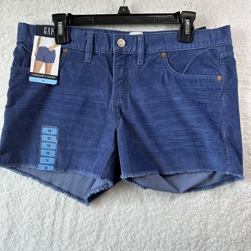 GAP Corduroy Shorts Ocean Blue Frayed Hem Soft Stretch $49.95 Ladies Sz 10